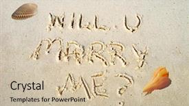 Presentation with seashell - Amazing theme having will u marry me written by seashell in sand backdrop and a soft green colored foreground