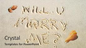  Presentation with sand - Presentation theme with will you marry me proposal written in beach sand background and a soft green colored foreground