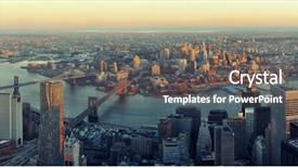  Presentation with taxi cabs new york city - Beautiful theme featuring williamsburg - manhattan downtown sunset rooftop panorama backdrop and a gray colored foreground