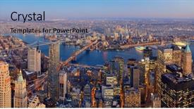  Presentation with new york city subway station - Presentation design having williamsburg - manhattan downtown sunset rooftop panorama background and a light blue colored foreground