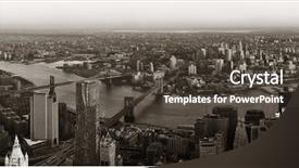  Presentation with new york city - Cool new PPT theme with williamsburg - manhattan downtown sunset rooftop panorama backdrop and a dark gray colored foreground