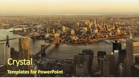  Presentation with new york city - Audience pleasing presentation design consisting of williamsburg - manhattan downtown sunset rooftop panorama backdrop and a tawny brown colored foreground