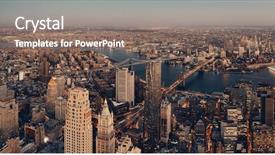  Presentation with new york city subway station - Theme consisting of williamsburg - manhattan downtown sunset rooftop panorama background and a  colored foreground