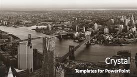  Presentation with new york city - Slides featuring williamsburg - manhattan downtown sunset rooftop view background and a  colored foreground