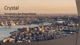  Presentation with new york city subway station - Colorful presentation enhanced with williamsburg - new york city rooftop view backdrop and a soft green colored foreground