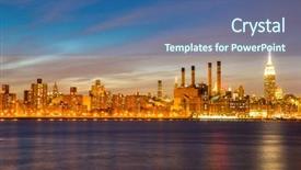  Presentation with brooklyn - Presentation theme with williamsburg - newyork mid town at dusk background and a ocean colored foreground