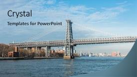  Presentation with harlem new york - Audience pleasing slides consisting of williamsburg bridge in new york backdrop and a light blue colored foreground