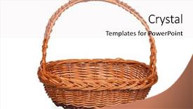  Presentation with scroll paper isolated on white - Slide deck with willow pattern - empty wicker basket isolated background and a sky blue colored foreground