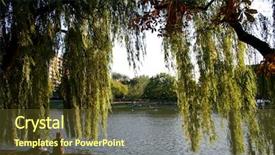  Presentation with willow tree - Beautiful presentation theme featuring willow tree - couple enjoying sunset on riverside backdrop and a tawny brown colored foreground
