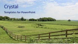  Presentation with farmland - Beautiful theme featuring willow tree - farmland with long winding fence backdrop and a sky blue colored foreground