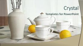  Presentation with teapot - Audience pleasing presentation design consisting of teapot cups and lemon backdrop and a sky blue colored foreground