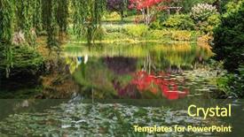  Presentation with pond - Slide set consisting of willows fantastic floral butchart garden background and a tawny brown colored foreground