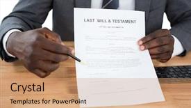  Presentation with last - PPT layouts with wills - mid section of businessman showing background and a coral colored foreground