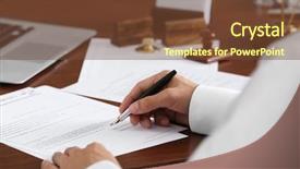  Presentation with public document - Theme with wills - notary public in office signing background and a tawny brown colored foreground