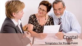  Presentation with planner - Colorful PPT layouts enhanced with wills estate planning - mature couple talking to financial backdrop and a  colored foreground
