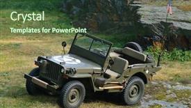  Presentation with jeep - Audience pleasing PPT layouts consisting of willys - old fighting jeep backdrop and a tawny brown colored foreground