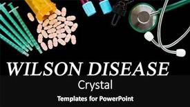  Presentation with disease - PPT theme having wilson-disease-text-on-medical background and a black colored foreground