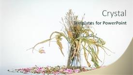  Presentation with flowers vase - Colorful presentation design enhanced with wilted-flowers-bouquet backdrop and a sky blue colored foreground