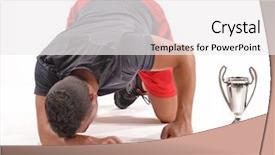  Presentation with tired runner - Presentation design consisting of win a trophy award background and a white colored foreground