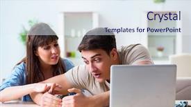  Presentation with money online - Presentation theme consisting of win card - couple wnning money in online background and a sky blue colored foreground