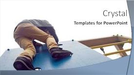  Presentation with brave - Slide set consisting of win concept boy climbs to the top brave little boy accept the challenge on the top background and a white colored foreground