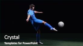  Presentation with soccer field - Audience pleasing PPT layouts consisting of win goals actions - soccer player doing kick backdrop and a tawny brown colored foreground