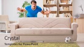  Presentation with man watching woman preparing vegetables - Amazing PPT layouts having win lose - man watching football at home backdrop and a  colored foreground