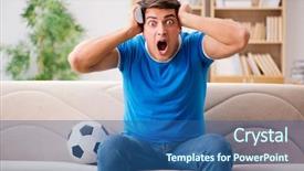  Presentation with football - Amazing theme having win lose - man watching football at home backdrop and a ocean colored foreground