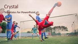  Presentation with golf player playing - Slide set enhanced with win lose - young player kicking the ball background and a lemonade colored foreground