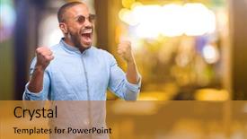  Presentation with african american men - Slide deck enhanced with win lottery - african american man with beard background and a gold colored foreground