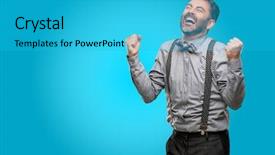  Presentation with beard - Theme with win lottery - middle age man with beard background and a cyan colored foreground