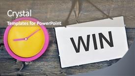  Presentation with minute - Presentation having win sign and clock background and a coral colored foreground