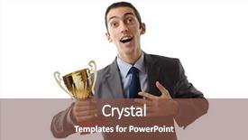  Presentation with award winner champion golden trophy - Slide deck consisting of win trophy - man being awarded with golden background and a tawny brown colored foreground