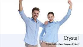  Presentation with winning waukesha - Beautiful slides featuring win win model - hapy young winning couple standing backdrop and a light blue colored foreground
