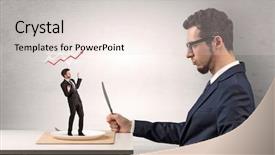  Presentation with best boss ever - PPT layouts enhanced with win win negotiating - big boss eating small businessman background and a lemonade colored foreground