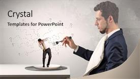  Presentation with eating - Colorful presentation enhanced with win win negotiating - big businessman eating small scared backdrop and a lemonade colored foreground