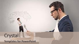  Presentation with negotiating - Amazing presentation theme having win win negotiating - big businessman want to eat backdrop and a mint green colored foreground