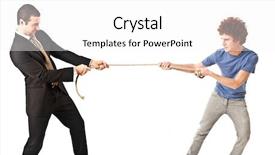  Presentation with negotiating - PPT theme consisting of win win negotiating - businessman pulling a rope background and a white colored foreground