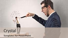  Presentation with eat - Colorful PPT theme enhanced with win win negotiating - huge businessman starting to eat backdrop and a soft green colored foreground