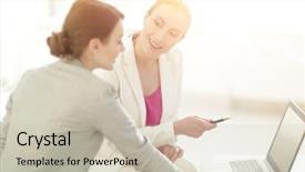  Presentation with win - Slide set featuring win win negotiating - women bank employees background and a soft green colored foreground