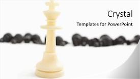  Presentation with chess pieces - Slide set with win win strategy - fallen king pieces surrounded background and a white colored foreground
