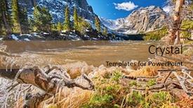  Presentation with mountain snow - PPT theme featuring wind and water rocky background and a coral colored foreground