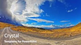  Presentation with chilean - Beautiful PPT theme featuring wind begins sunset in the chilean patagonia the gravel road among hills of national park to torres del paine backdrop and a coral colored foreground