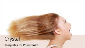  Presentation with teen - Slide set with wind blowing - teen beautiful caucasian woman background and a  colored foreground