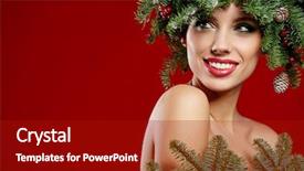  Presentation with christmas girl - Presentation theme having wind blowing trees - beauty fashion model girl background and a crimson colored foreground