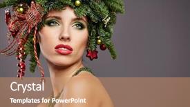  Presentation with christmas girl - Presentation theme with wind blowing trees - beauty fashion model girl background and a coral colored foreground
