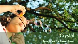  Presentation with nature resources - Cool new PPT layouts with wind blowing trees - girl making bubbles in nature backdrop and a tawny brown colored foreground