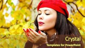  Presentation with outdoors - PPT theme having wind blowing trees - young woman posing outdoors background and a tawny brown colored foreground