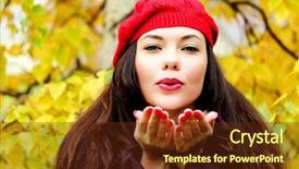  Presentation with young man and a woman - Colorful PPT layouts enhanced with wind blowing trees - young woman posing outdoors backdrop and a tawny brown colored foreground