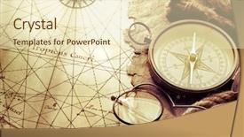  Presentation with compass map - Presentation design with wind damage - compass and glasses on antique background and a lemonade colored foreground